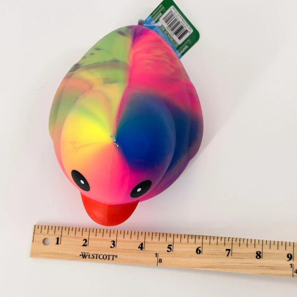 Toymendous Squeeezy Rubber Duck Kids‎ OS Pink Blue Yellow Marble Sensory Toy NWT
